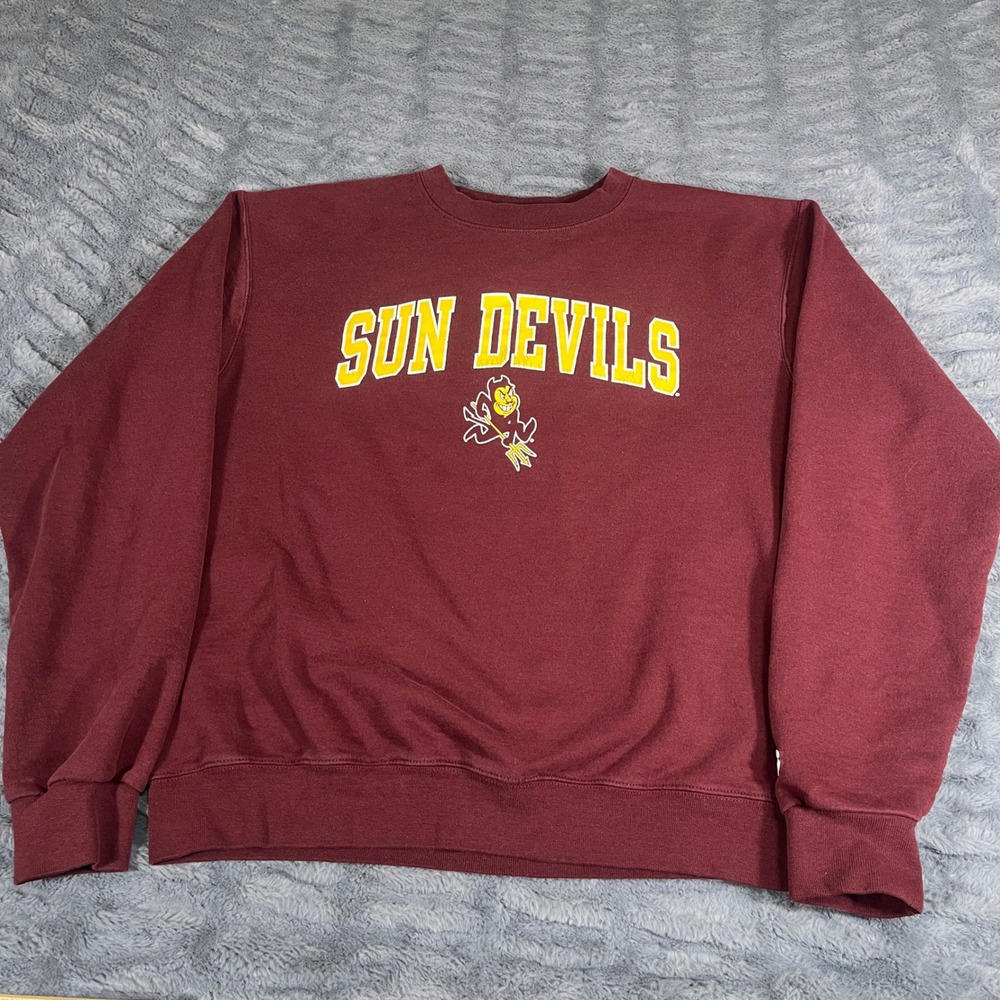 Champion Arizona State ASU Sun Devils Crewneck Sweatshirt Maroon Medium AN891‎